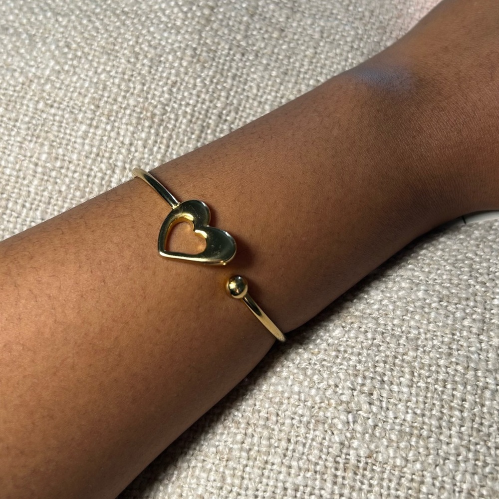 Gold Heart Bangle Bracelet stainless steel tarnish free